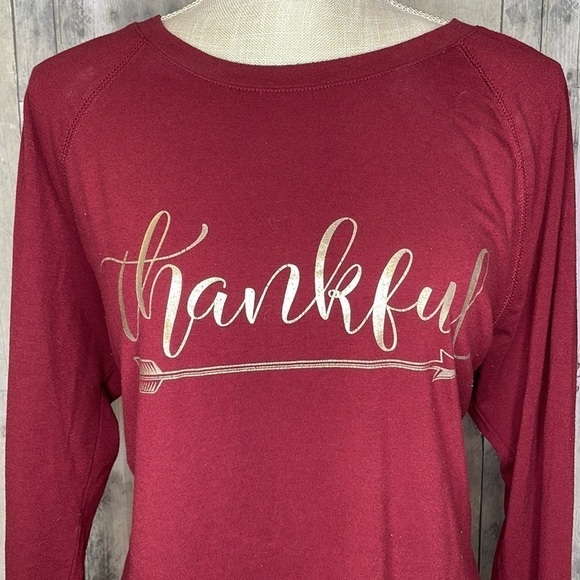 STATE of Mine maroon long sleeve tee with gold lettering. Thankful. Size‎ medium - Picture 2 of 9